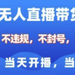 淘宝无人直播带货8.0，全新技术，不违规，不封号，纯小白易操作，当天开播，当天见收益，日入多张