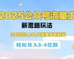 2025公双号流量主新思路玩法，小白轻松上手，只需要复制粘贴，轻松日入3-4位数