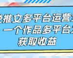 小说推文多平台运营全流程，一个作品多平台发布获取收益