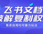 首发飞书文档破解复制权限，售卖自用均可暴力玩法