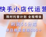 快手小店代运营3.0，模式新升级，收益55分，稳定单日5张【揭秘】