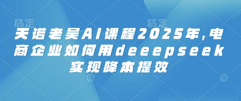 天诺老吴AI课程2025年，电商企业如何用deeepseek实现降本提效