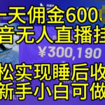 2024年11月抖音无人直播带货挂JI，小白的梦想之路，全天24小时收益不间断实现真正管道收益【揭秘】