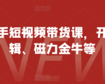 最新快手短视频带货课，开店、剪辑、磁力金牛等