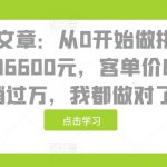 某付费文章：从0开始做拼多多18天收入86600元，客单价600块稳定日销过万，我都做对了什么?